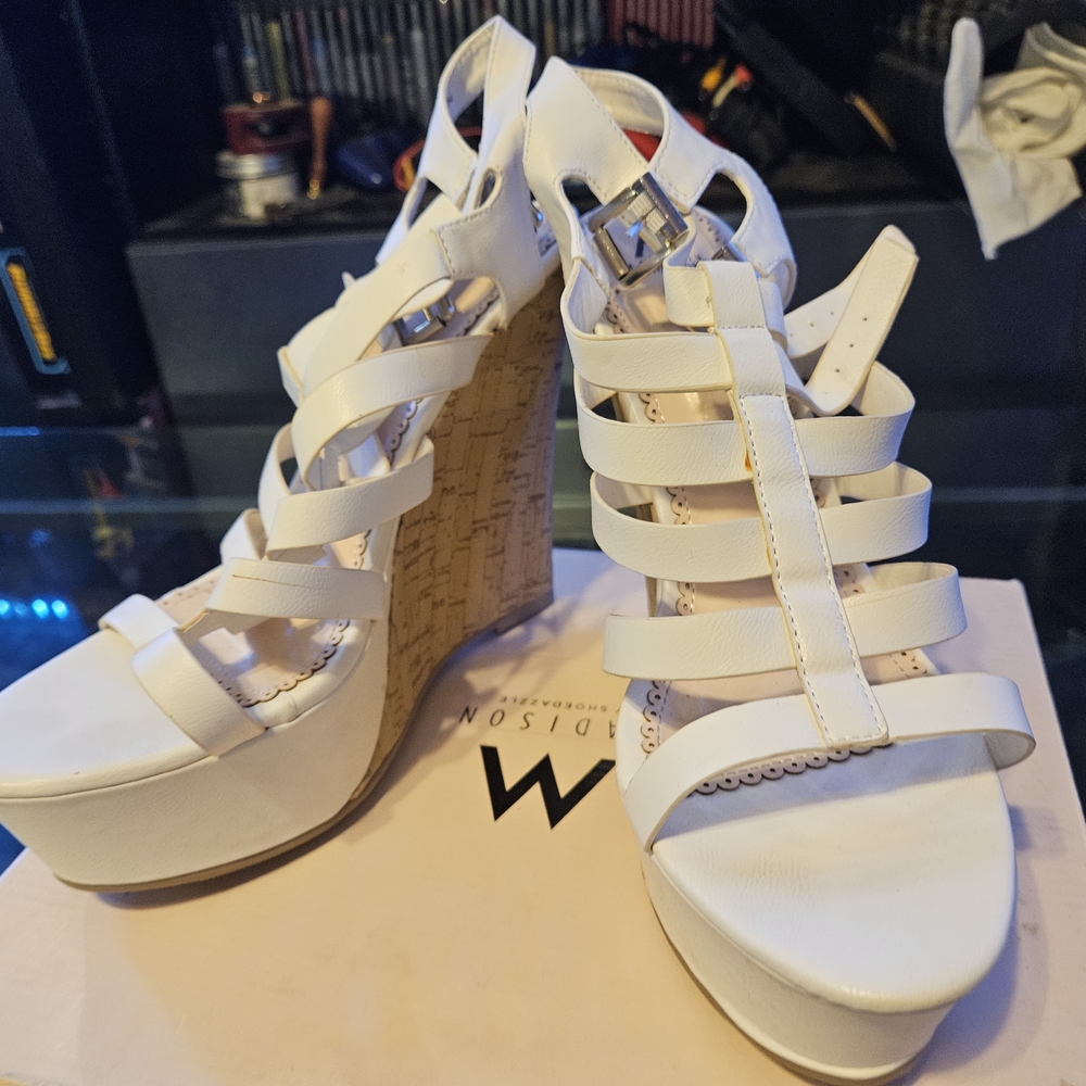 White Wedge Sandals